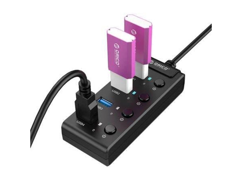 ORICO USB 3.0. Hub with switches 4x USB (black) USB-Hubs - USB 3.0 - 4 - Schwarz
