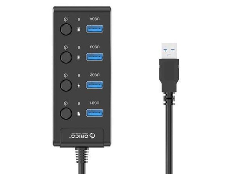 ORICO USB 3.0. Hub with switches 4x USB (black) USB-Hubs - USB 3.0 - 4 - Schwarz