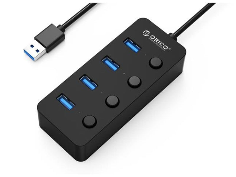 ORICO USB 3.0. Hub with switches 4x USB (black) USB-Hubs - USB 3.0 - 4 - Schwarz