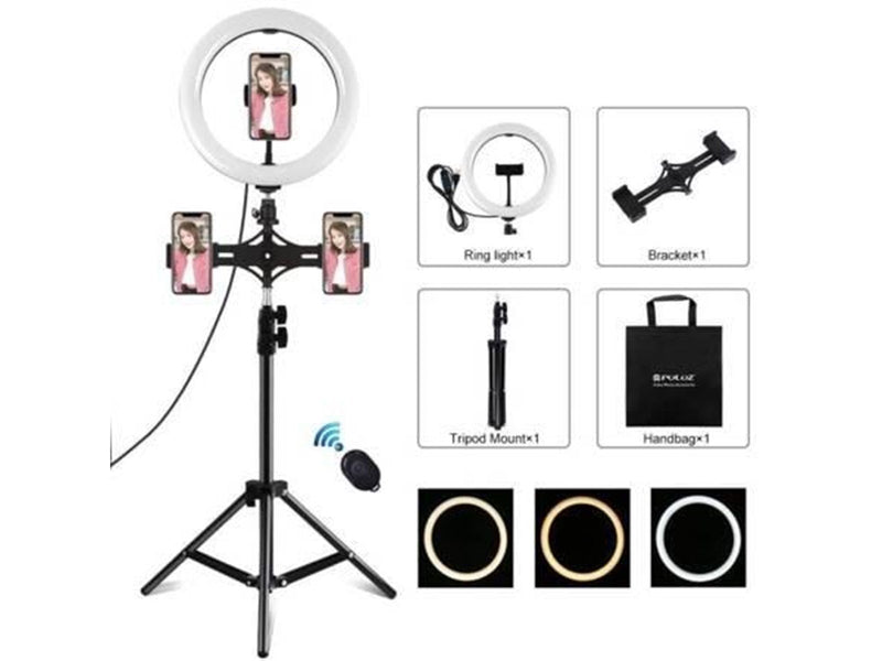Puluz Tripod Mount  with 26cm LED Ring Vlogging 1.1m PKT3070B