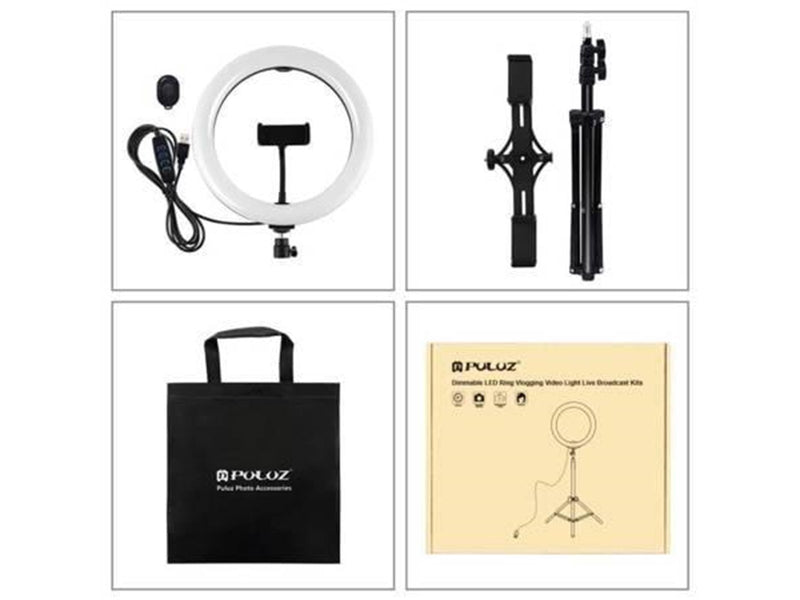 Puluz Tripod Mount  with 26cm LED Ring Vlogging 1.1m PKT3070B