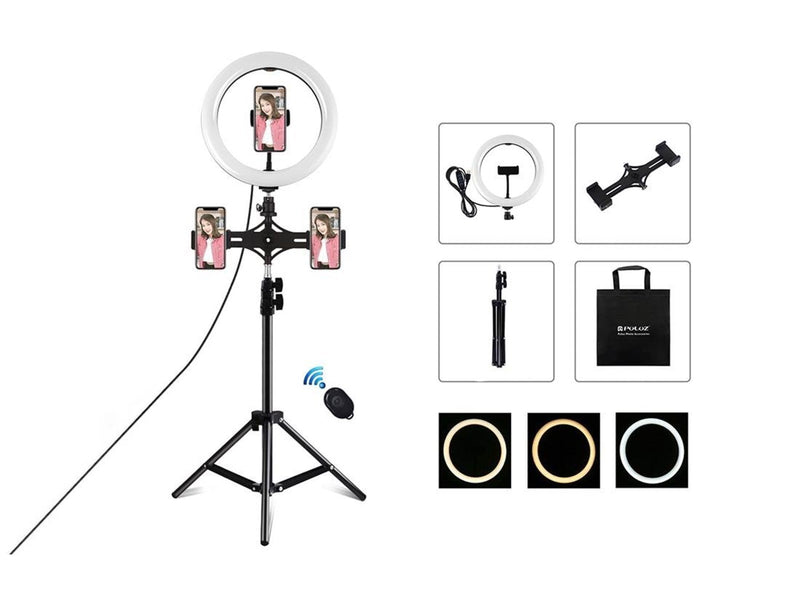 Puluz Tripod Mount  with 26cm LED Ring Vlogging 1.1m PKT3070B