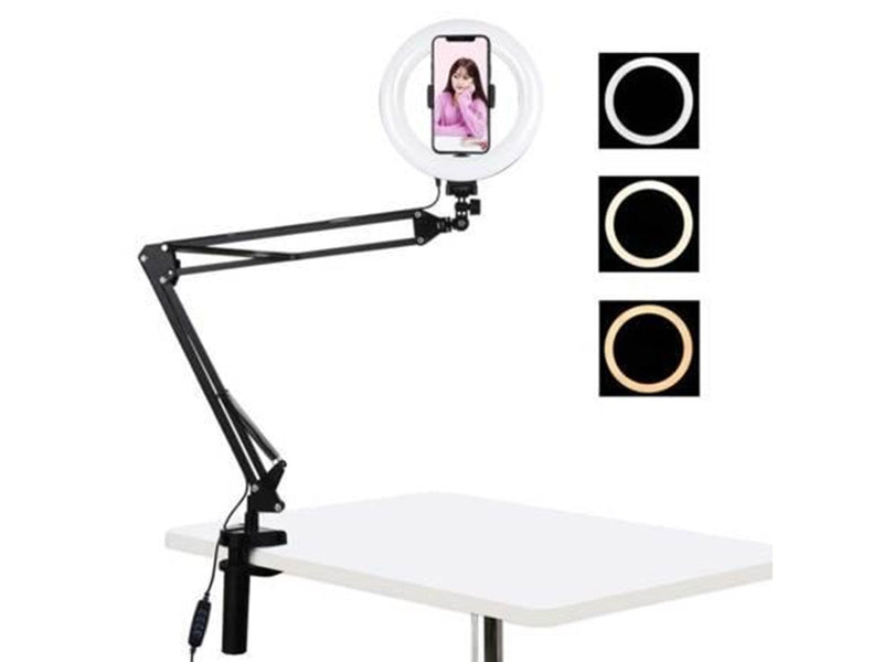 Puluz Desktop arm stand  with 20cm LED Vlogging Ring PKT3089B