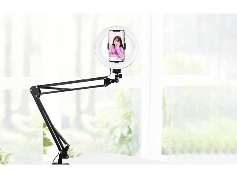Puluz Desktop arm stand  with 20cm LED Vlogging Ring PKT3089B