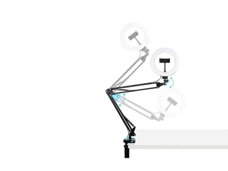 Puluz Desktop arm stand  with 20cm LED Vlogging Ring PKT3089B