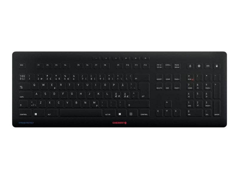 Cherry STREAM PROTECT - Tastaturen - Nordisch - Schwarz