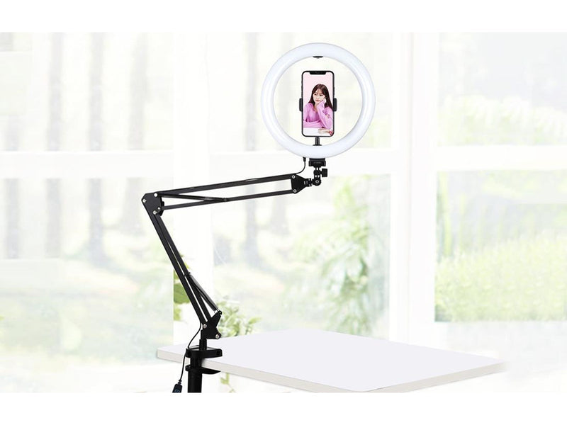 Puluz Desktop arm stand  with 26cm LED Vlogging Ring PKT3090B