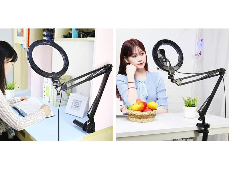 Puluz Desktop arm stand  with 26cm LED Vlogging Ring PKT3090B
