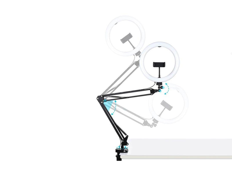 Puluz Desktop arm stand  with 26cm LED Vlogging Ring PKT3090B