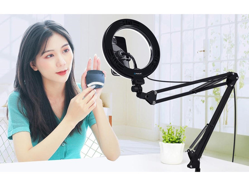 Puluz Desktop arm stand  with 26cm LED Vlogging Ring PKT3090B