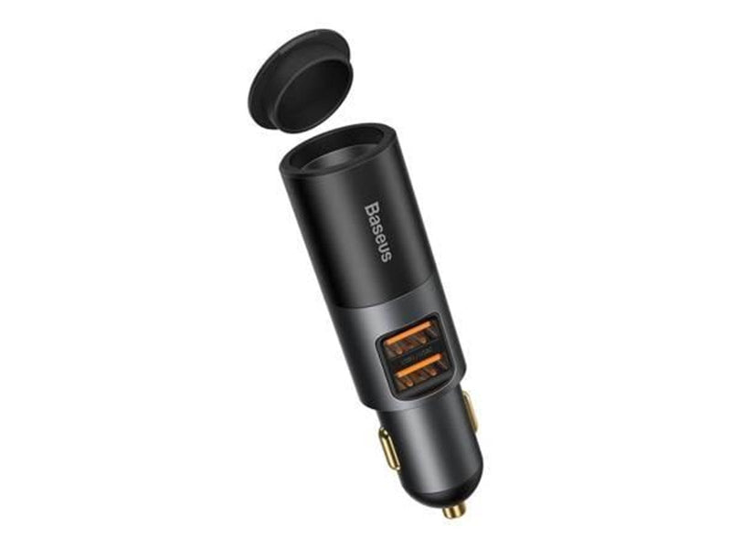 Baseus Share Together Fast Charge Car Charger with Cigarette Lighter Expansion Port 2x USB 120W (Gray)