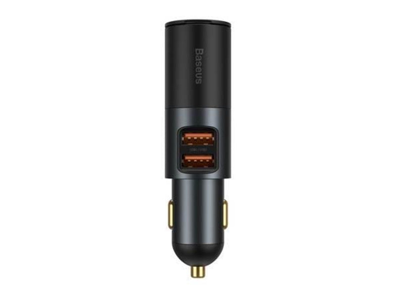 Baseus Share Together Fast Charge Car Charger with Cigarette Lighter Expansion Port 2x USB 120W (Gray)