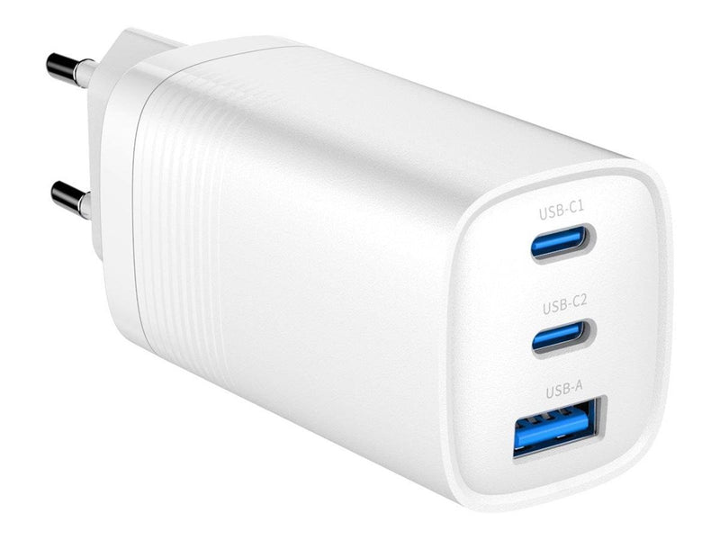 Gembird Universal GaN USB charger QC 3.0 & PD 65W 2-port - White