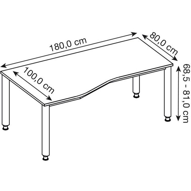 HAMMERBACHER VQS18/6/S höhenverstellbarer Schreibtisch 68,5 - 81 cm buche / silber