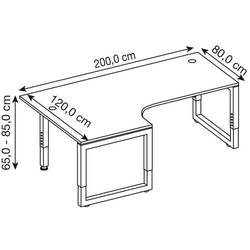 HAMMERBACHER VRS82/3/S höhenverstellbarer Schreibtisch 65 - 85 cm ahorn / silber