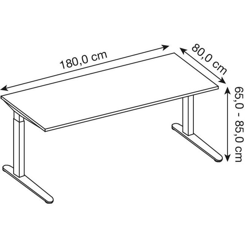 HAMMERBACHER höhenverstellbarer Schreibtisch VXB19/E/SS eiche, silber