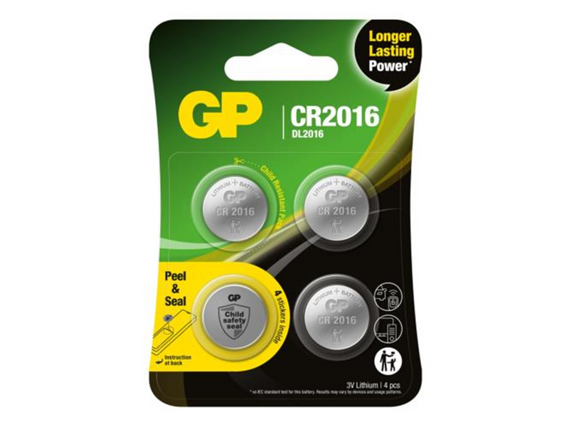 GP Batteri Lithium CR2016 Safety seal 4-pack