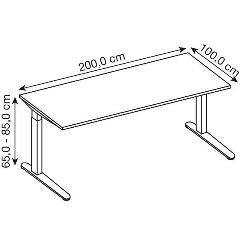 HAMMERBACHER höhenverstellbarer Schreibtisch VXB2E/E/SS eiche, silber