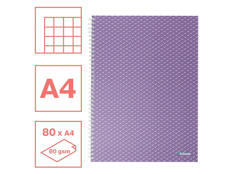 Esselte  Colour'Breeze A4 Collegeblock kariert, Spiralbindung Lavendel