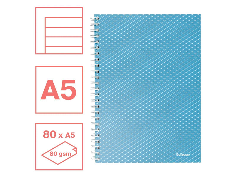 Esselte  Colour'Breeze A5 Collegeblock liniert, Spiralbindung Blau
