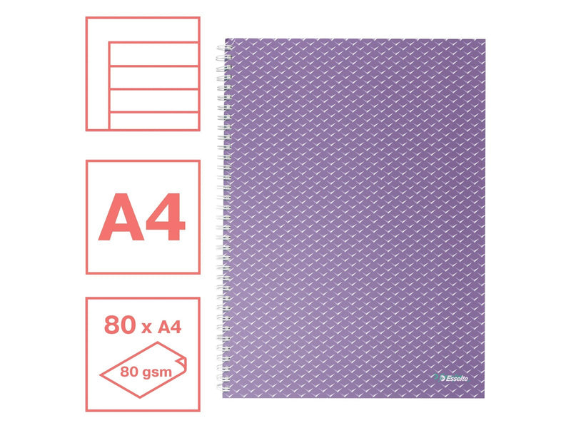Esselte  Colour'Breeze A4 Collegeblock liniert, Spiralbindung Lavendel