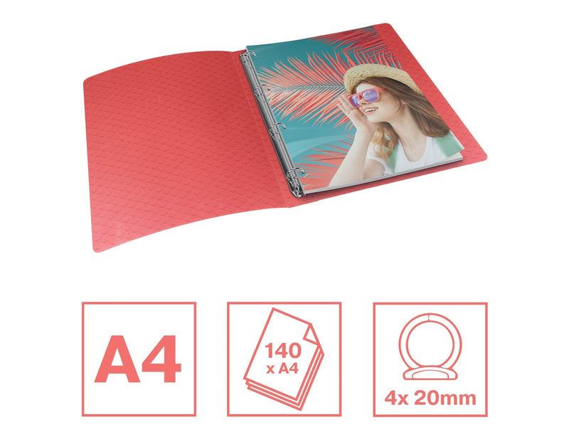 Esselte  Colour'Breeze Ringbuch (4-Rund-Ring) Koralle