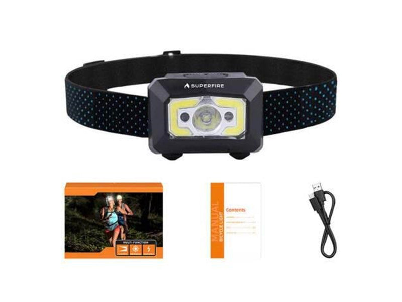 Superfire Headlight with non-contact switch  X30 340lm USB
