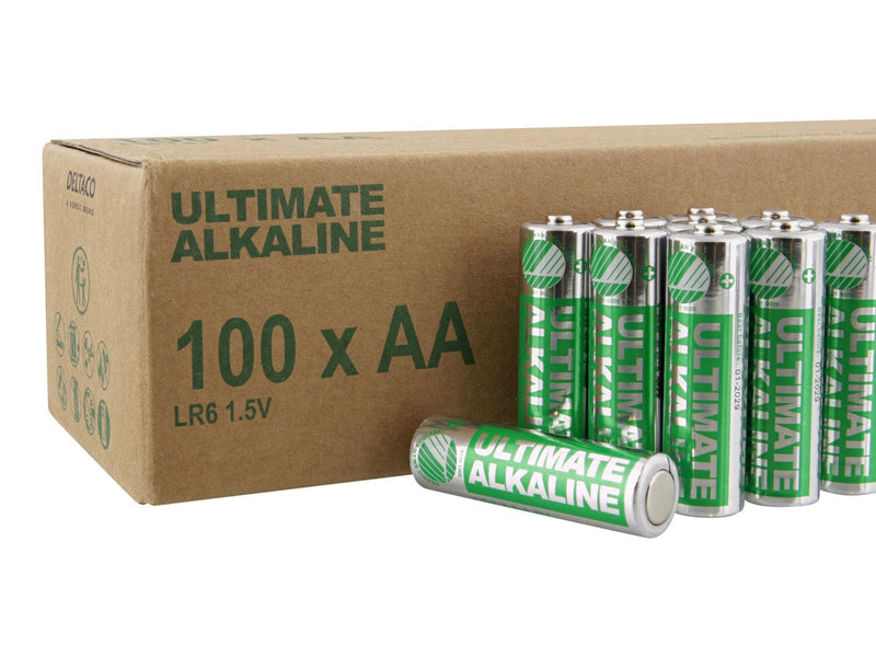 Deltaco Ultimate alkaline AA battery Nordic Swan Ecolabeled 1.5 V 100-pack