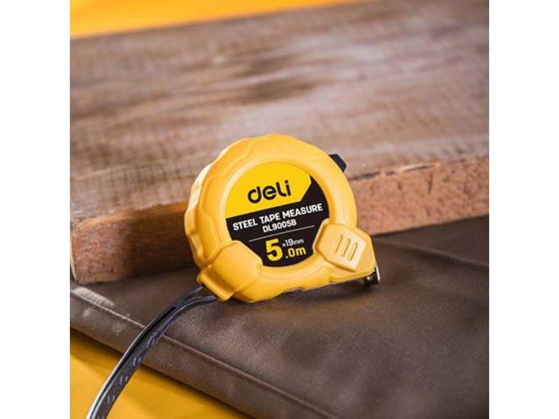 Deli Tools Steel Measuring Tape 5m/19mm (yellow)