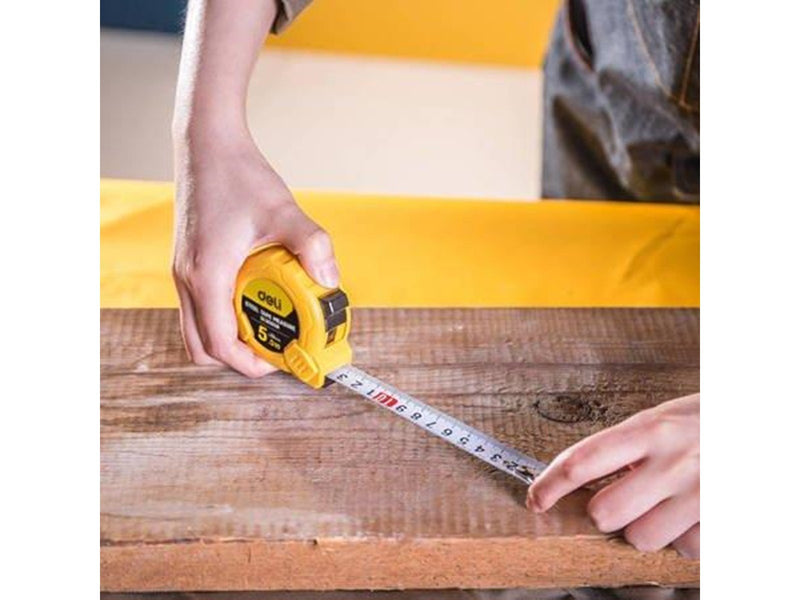 Deli Tools Steel Measuring Tape 5m/19mm (yellow)