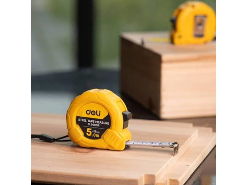 Deli Tools Steel Measuring Tape 5m/19mm (yellow)