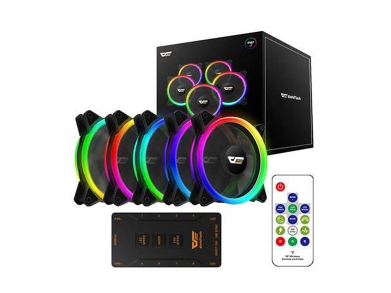 Darkflash Computer Fan Set ARGB DR12 Pro 5in1 120x - Gehäuselüfter - Schwarz mit RGB LED - 16 dBA