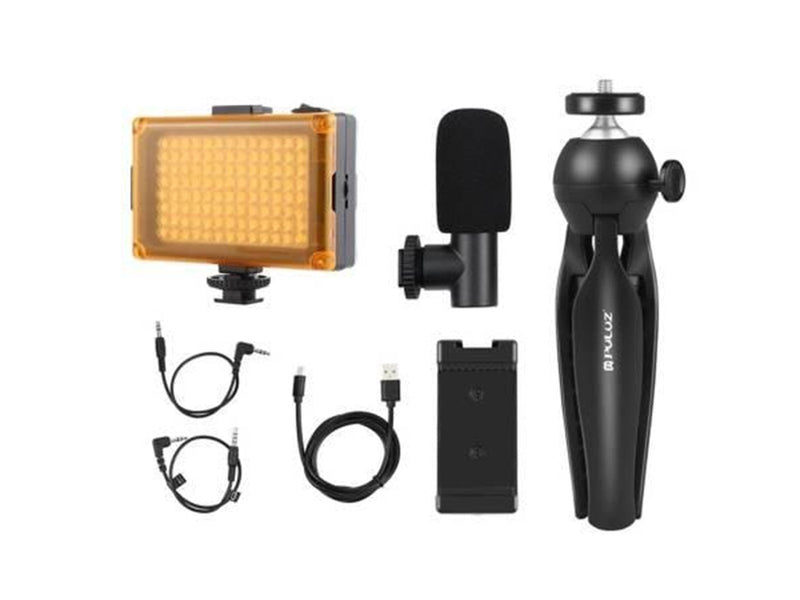 Puluz Live broadcast kit  tripod mount + LED lamp + microphone + phone clamp