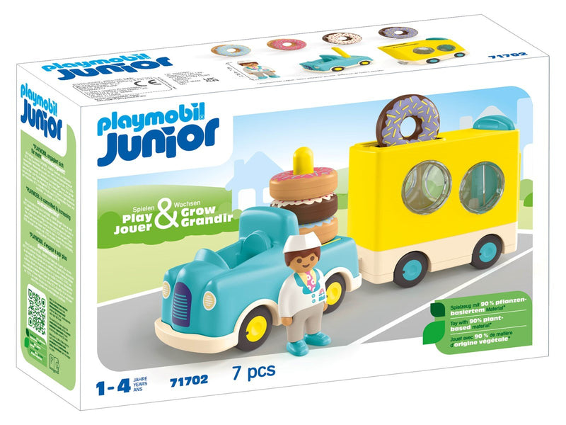 Playmobil 1.2.3 - JUNIOR: Verrückter Donut Truck mit Stapel- und Sortierfunktion