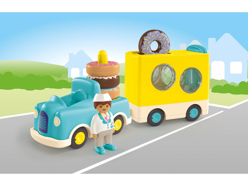 Playmobil 1.2.3 - JUNIOR: Verrückter Donut Truck mit Stapel- und Sortierfunktion