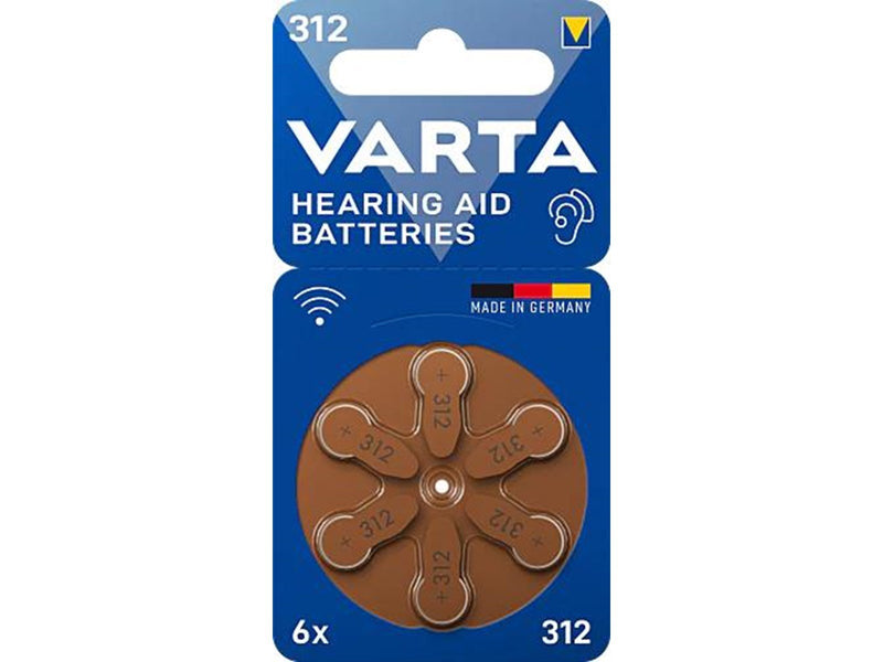 VARTA Hearing aid batteries 312 PR41 (zinc air Button cell 1.45V) 6-pack