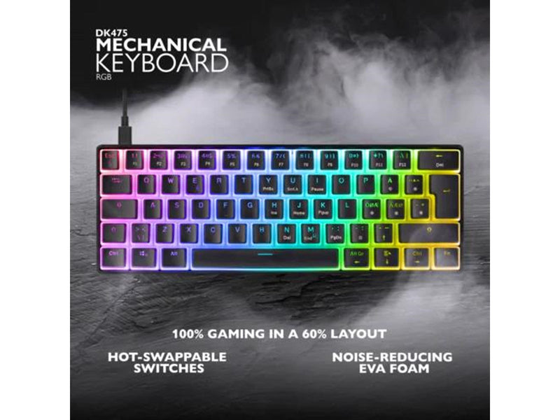 Deltaco DK475 Mechanical 60% Keyboard Pudding Keycaps Ho - Gaming Tastaturen - Schwarz