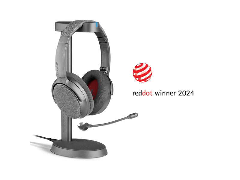 onanoff Fokus+ ANC Headphones with Wireless Charging Stand - Dusk Grey