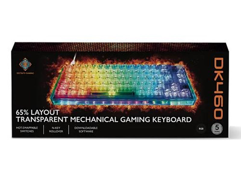 Deltaco DK460 Mechanical 65% keyboard in full transparent - Gaming Tastaturen - Transparent