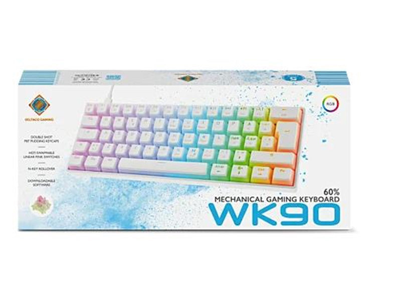 Deltaco Mech 60% Keyboard Pudding Keycaps Hot swap RGB - Gaming Tastaturen - Weiss