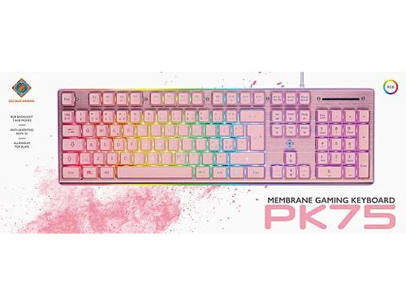 Deltaco PK75 RGB keyboard 105 keys Nordic layout membrane - Gaming Tastaturen - Pink