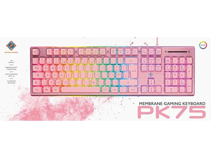 Deltaco PK75 RGB keyboard 105 keys UK membrane switch USB - Gaming Tastaturen - Pink