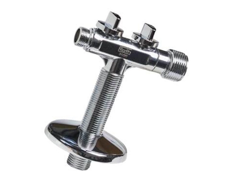 Roth t-valve 1/2" x 3/8" x 3/4" with shut-off