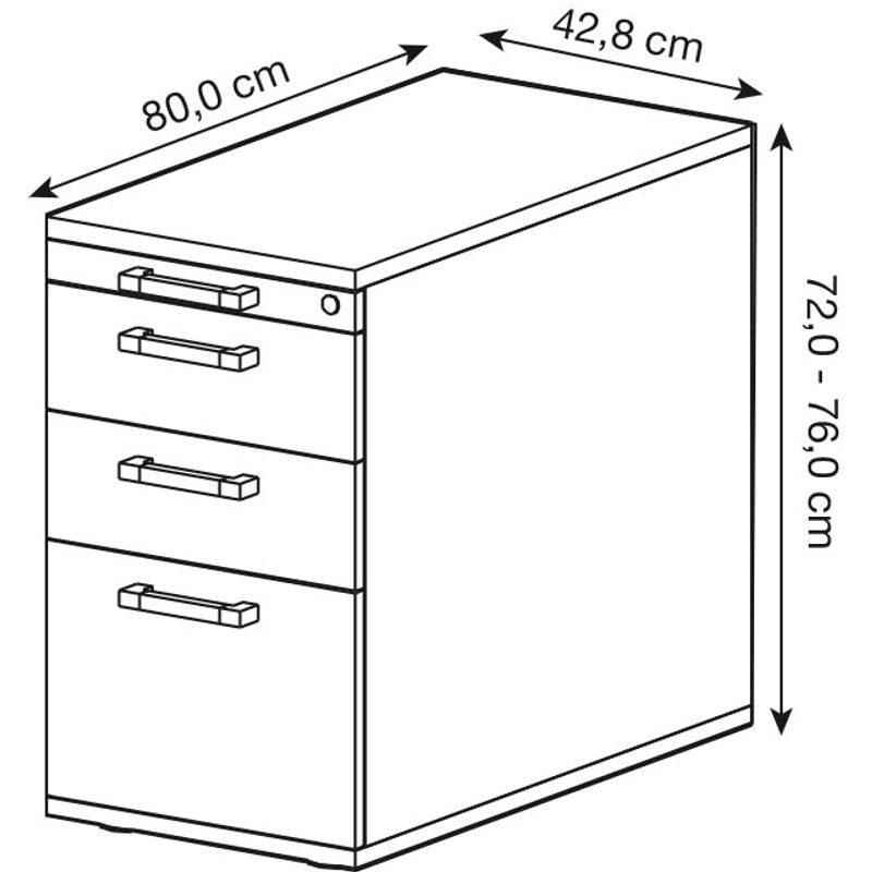 HAMMERBACHER Solid Standcontainer lichtgrau 4 Auszüge