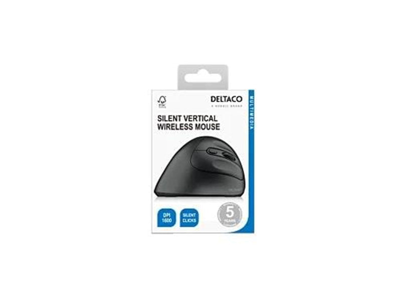 Deltaco Silent Wireless Vertical mouse 4 buttons 1000-16 - Ergonomische Maus (Schwarz)
