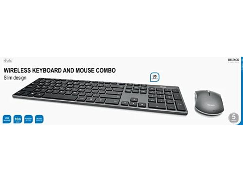 Deltaco Wireless Keyboard Mouse Combo - Tastaturen - US-Englisch - Schwarz