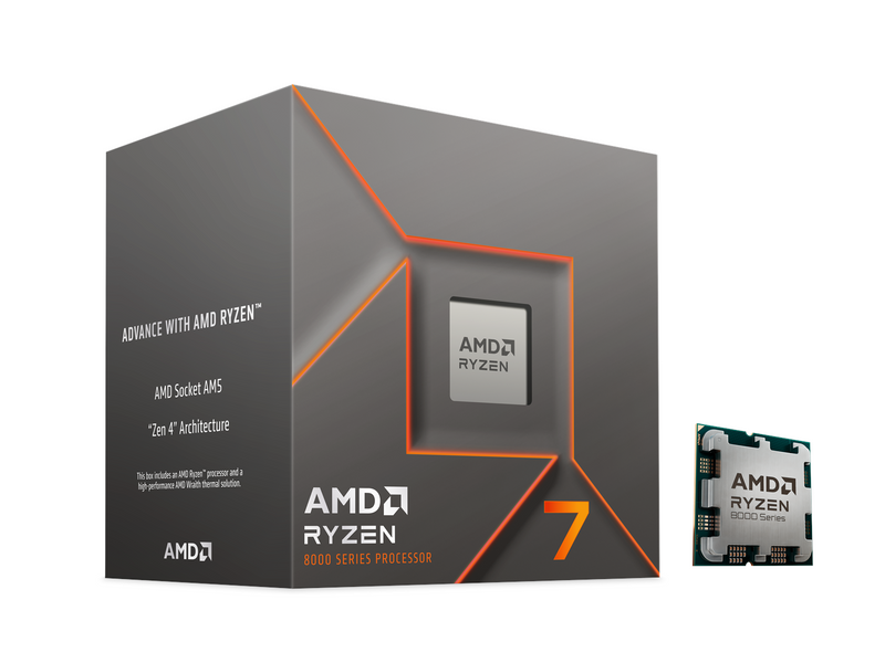 AMD Ryzen 7 8700F Wraith Stealth CPU - 8 Kerne - 4.1 GHz - AMD AM5 - AMD Boxed (mit Kühler)
