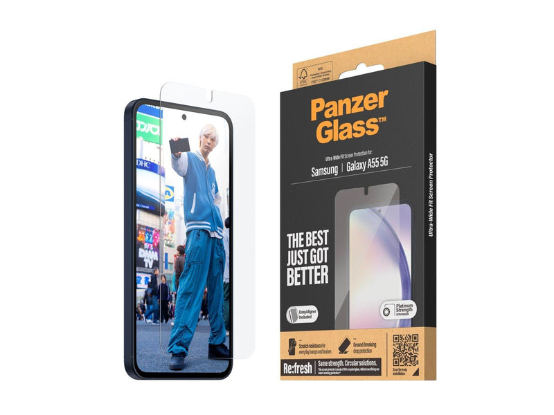 PanzerGlass Screen Protector Samsung Galaxy A55 5G | Ultra-Wide Fit w. EasyAligner