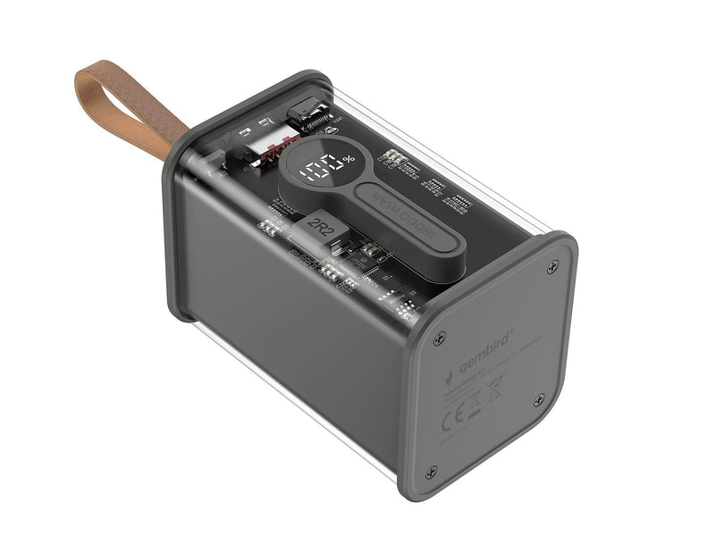 Gembird Powerbank 18000 mAh - Transparent QC 3.0 Powerbank (Akku) - Transparenter - 18000 mAh