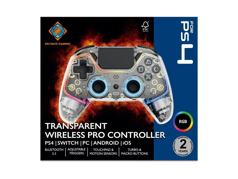 Deltaco GAM-169-T - Transparent - Wireless Controller - Sony PlayStation 4